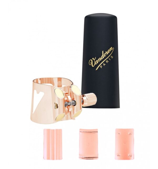 Legatura Vandoren Optimum per sassofono, oro rosa, con cappuccio in plastica